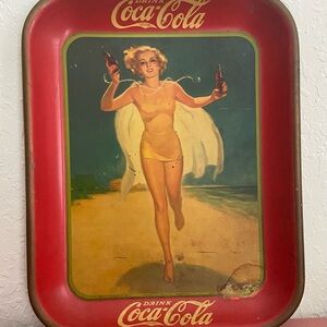 Vintage Coca-Cola Tray with Classic Beach Scene